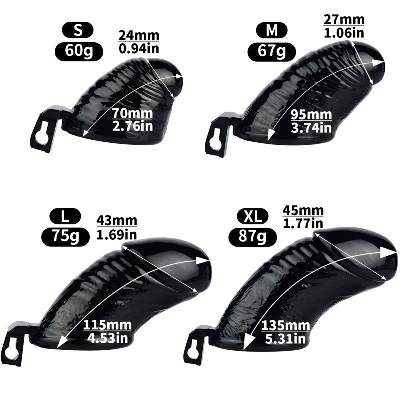 Realistic Black Penis Cage Chastity Cage - size