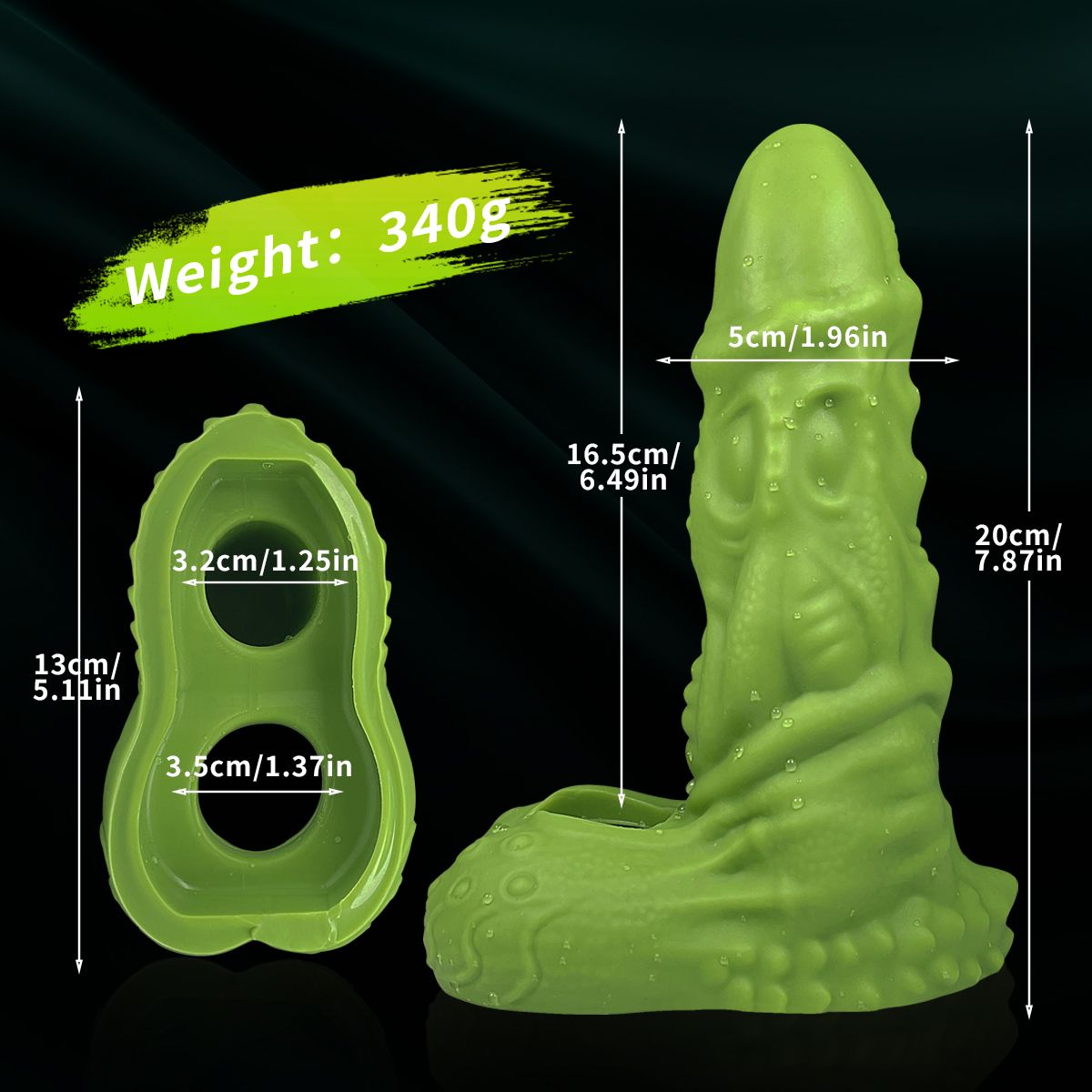 Monster Girth Hollow Enhancer Fantasy Penis Sleeve Green