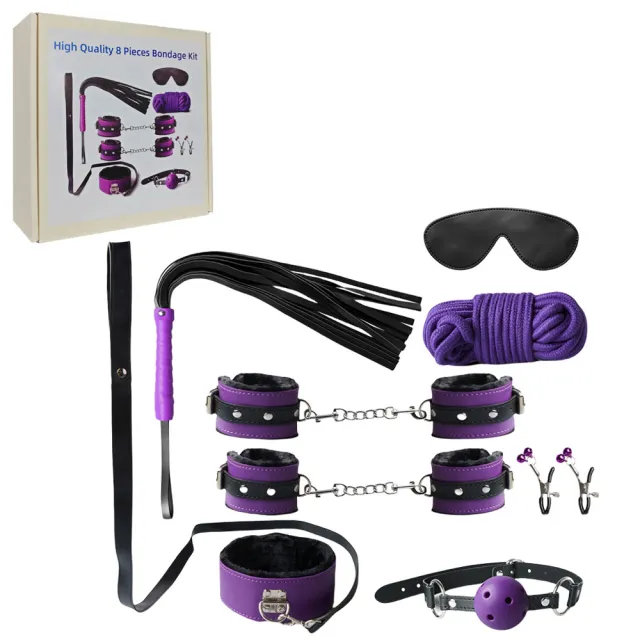 Purple 8 Piece BDSM Bondage Kit
