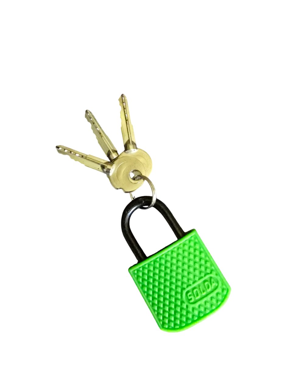 Brass Padlock Plastic Covering with 3 Keys