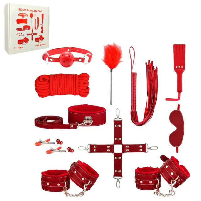 Red 11 Piece BDSM Bondage Kit