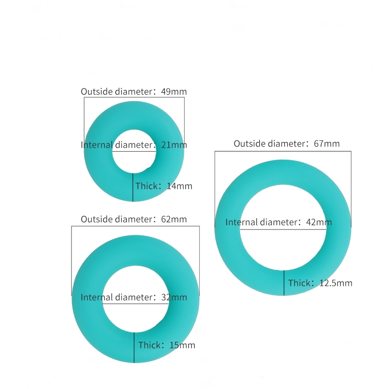 Aqua Blue Plump Silicone Triple Cock Ring Set